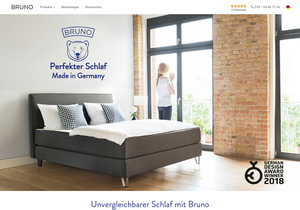 Screenshot der Shop-Webseite von Bruno Bett