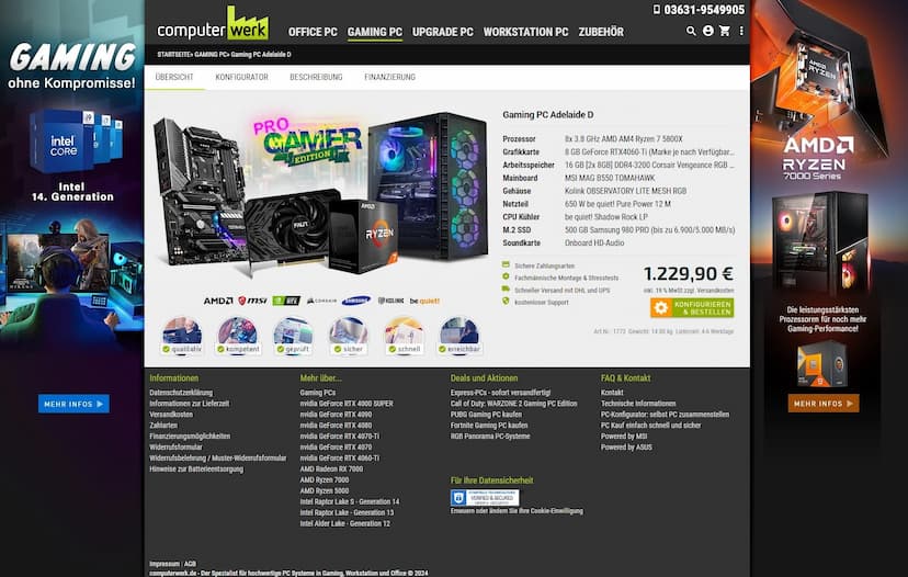 Screenshot der Shop-Webseite von computerwerk.de