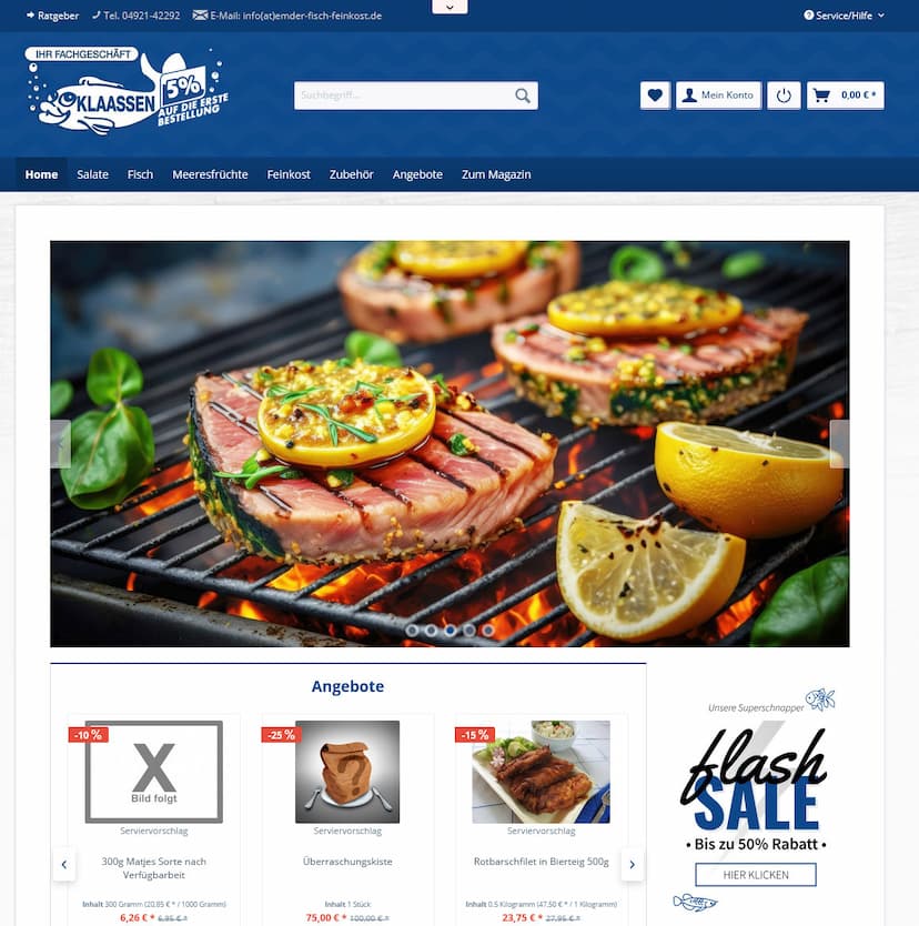 Screenshot der Shop-Webseite von emder-fisch-feinkost.de