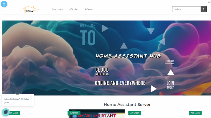 Screenshot der Shop-Webseite von Home Assistant Hub