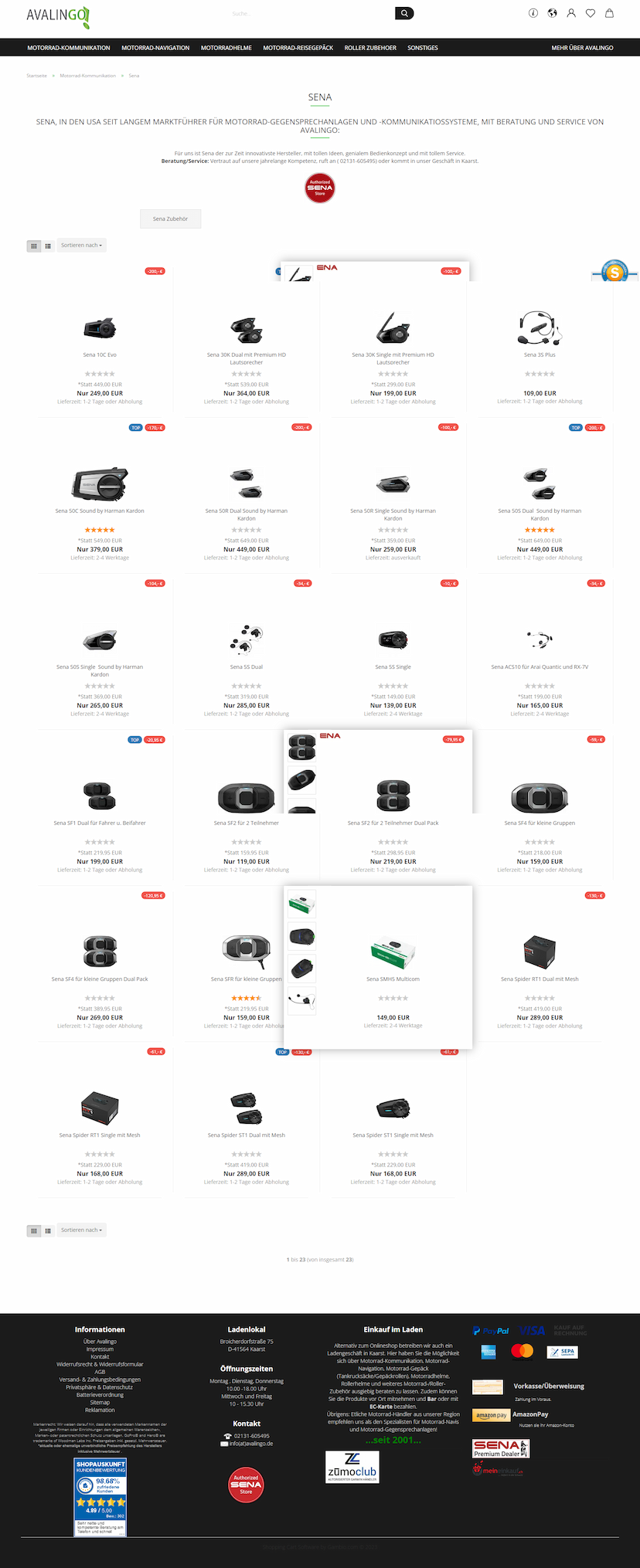 Screenshot der Shop-Webseite von Avalingo