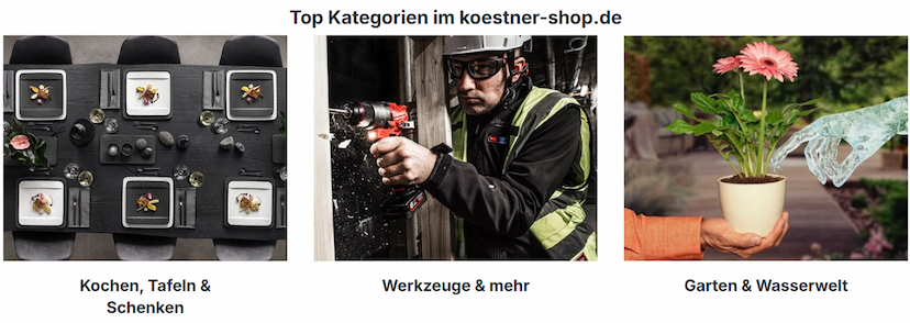 Screenshot der Shop-Webseite von Koestner-Shop